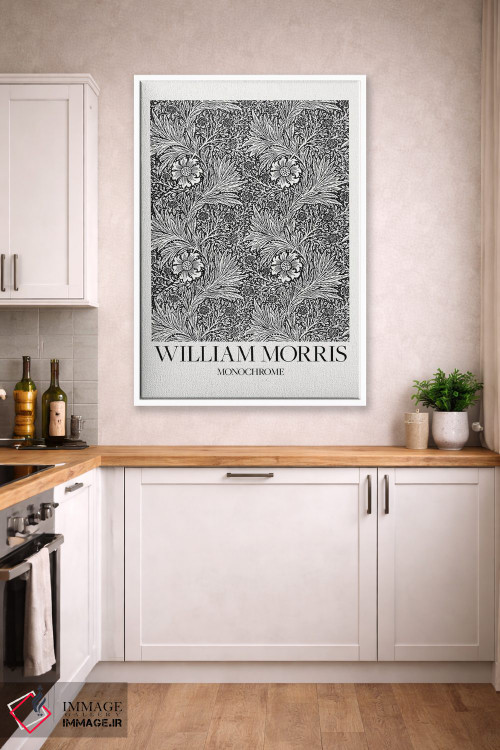 تابلو مینیمال باغ بابونه تک رنگ اثر ویلیام موریس - D6W