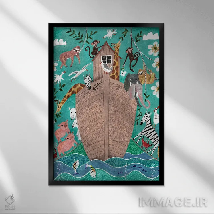 تابلو دکوراتیو کمان نوح اثر کارولین بونه مولر - نمای قابدار مشکی