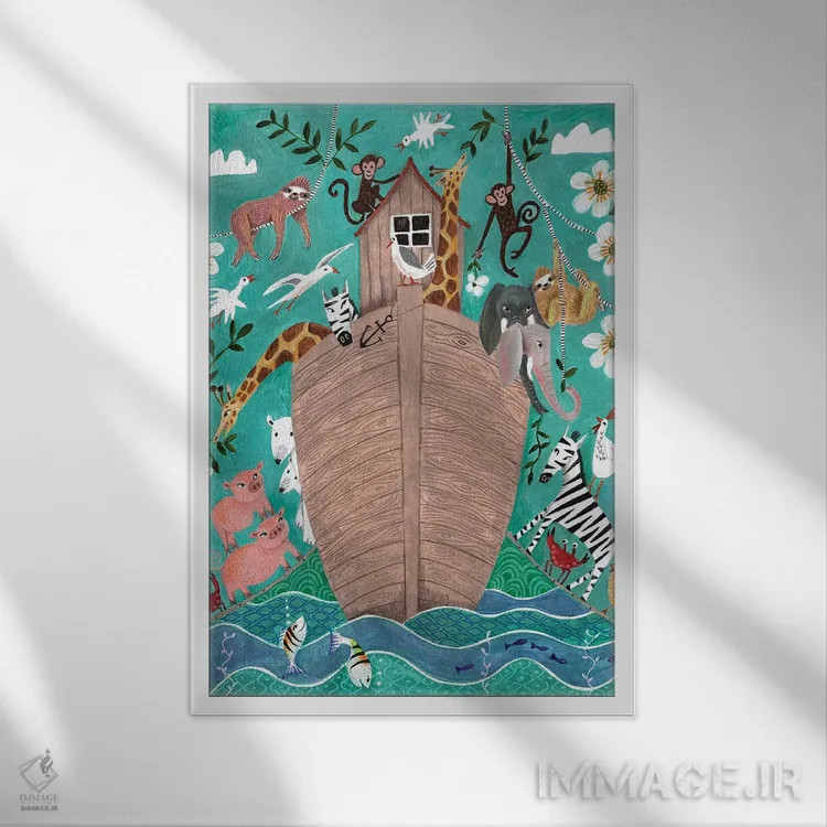 تابلو دکوراتیو کمان نوح اثر کارولین بونه مولر - نمای قابدار سفید