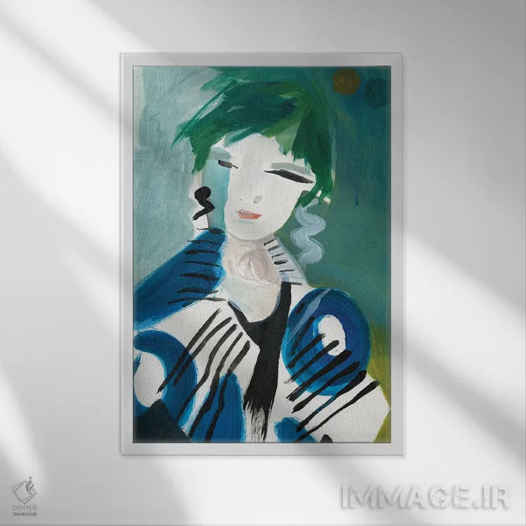 تابلو انتزاعی بیتل جویس اثر الین فیلد - نمای قابدار سفید