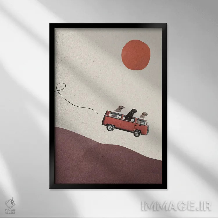 تابلو مدرن دار و دسته ماجراجو اثر مارتن لئون - نمای قابدار مشکی