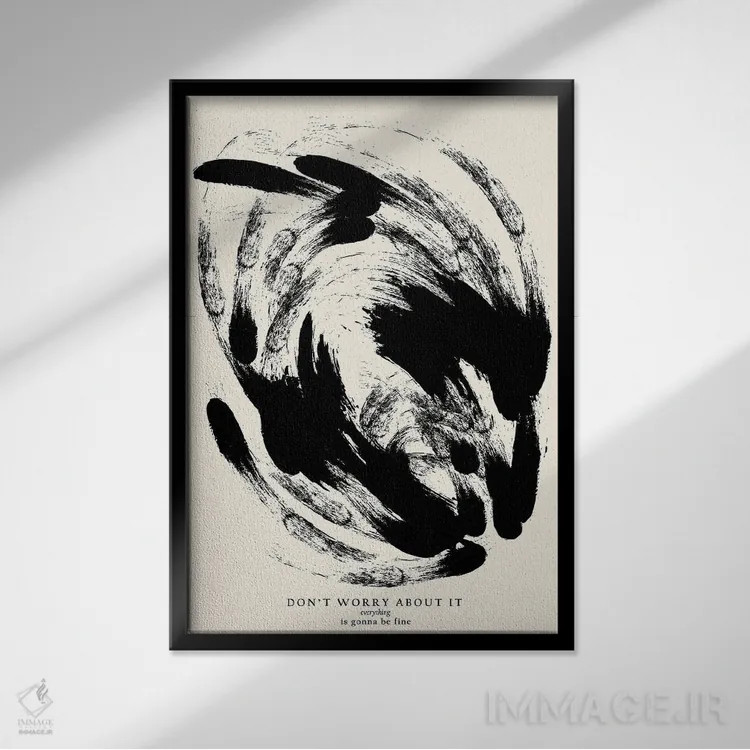 تابلو مینیمال همه چیز خوب خواهد شد اثر ان کی تی ان - نمای قابدار مشکی