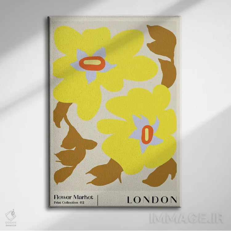 تابلو مینیمال بازار گل لندن ۱ اثر ان کی تی ان - نمای روبهرو روی دیوار