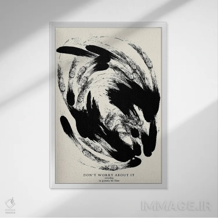 تابلو مینیمال همه چیز خوب خواهد شد اثر ان کی تی ان - نمای قابدار سفید