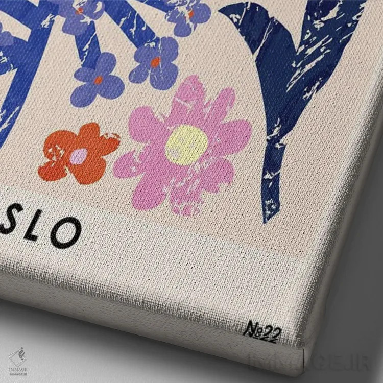 تابلو مینیمال بازار گل اسلو اثر ان کی تی ان - نمای نزدیک بافت بوم