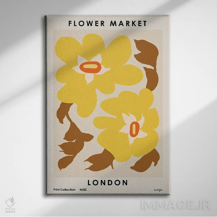 تابلو مینیمال بازار گل لندن ۳ اثر ان کی تی ان - نمای روبهرو روی دیوار