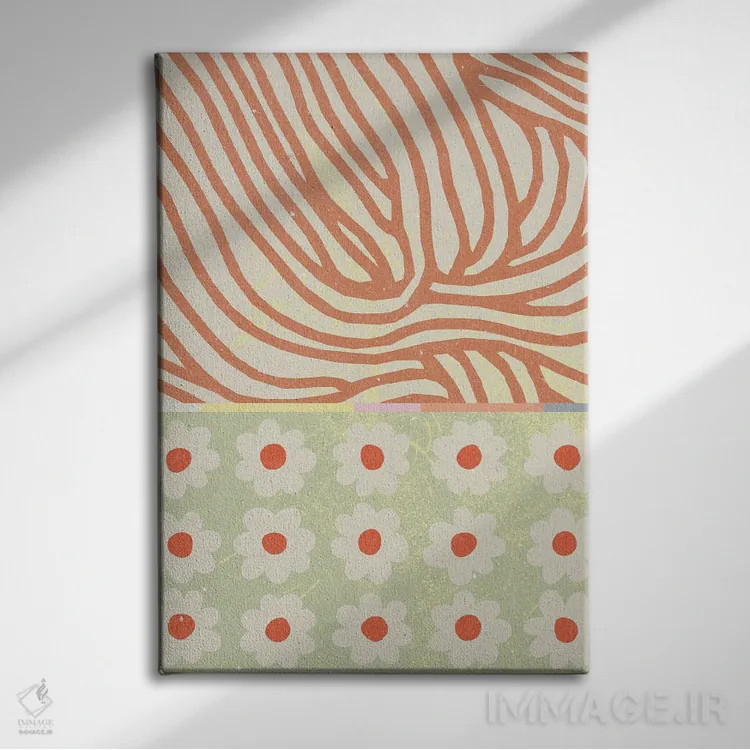 تابلو انتزاعی ترکیب گل ها II اثر ان کی تی ان - نمای روبهرو روی دیوار