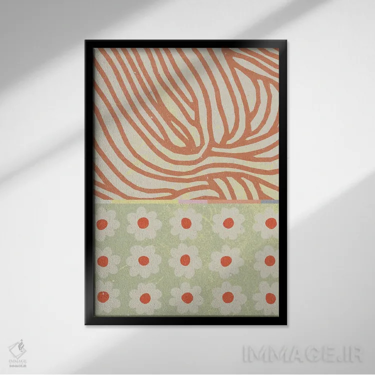 تابلو انتزاعی ترکیب گل ها II اثر ان کی تی ان - نمای قابدار مشکی