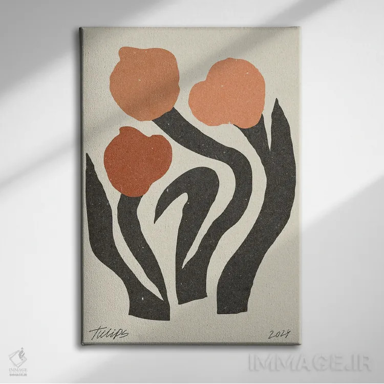 تابلو مینیمال گل مدرن II اثر ان کی تی ان - نمای روبهرو روی دیوار