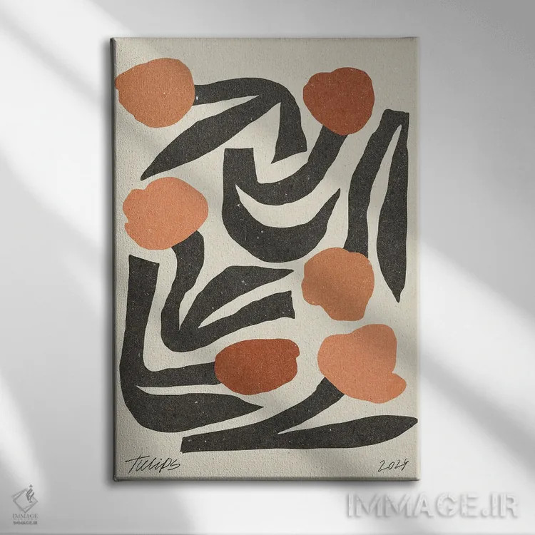 تابلو مینیمال گل مدرن III اثر ان کی تی ان - نمای روبهرو روی دیوار