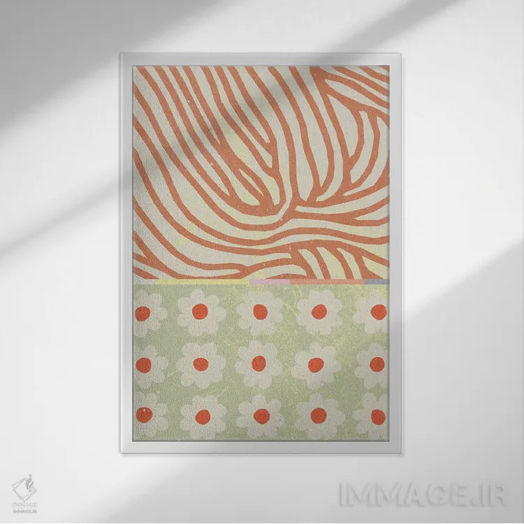 تابلو انتزاعی ترکیب گل ها II اثر ان کی تی ان - نمای قابدار سفید