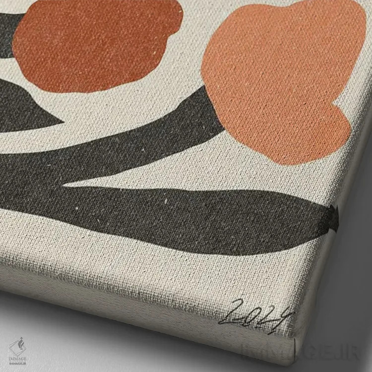 تابلو مینیمال گل مدرن III اثر ان کی تی ان - نمای نزدیک بافت بوم