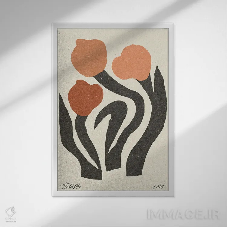 تابلو مینیمال گل مدرن II اثر ان کی تی ان - نمای قابدار سفید