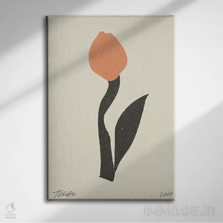 تابلو مینیمال گل مدرن I اثر ان کی تی ان - نمای روبهرو روی دیوار