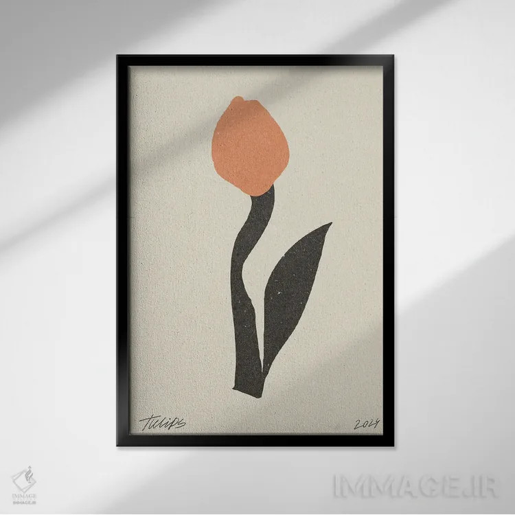 تابلو مینیمال گل مدرن I اثر ان کی تی ان - نمای قابدار مشکی