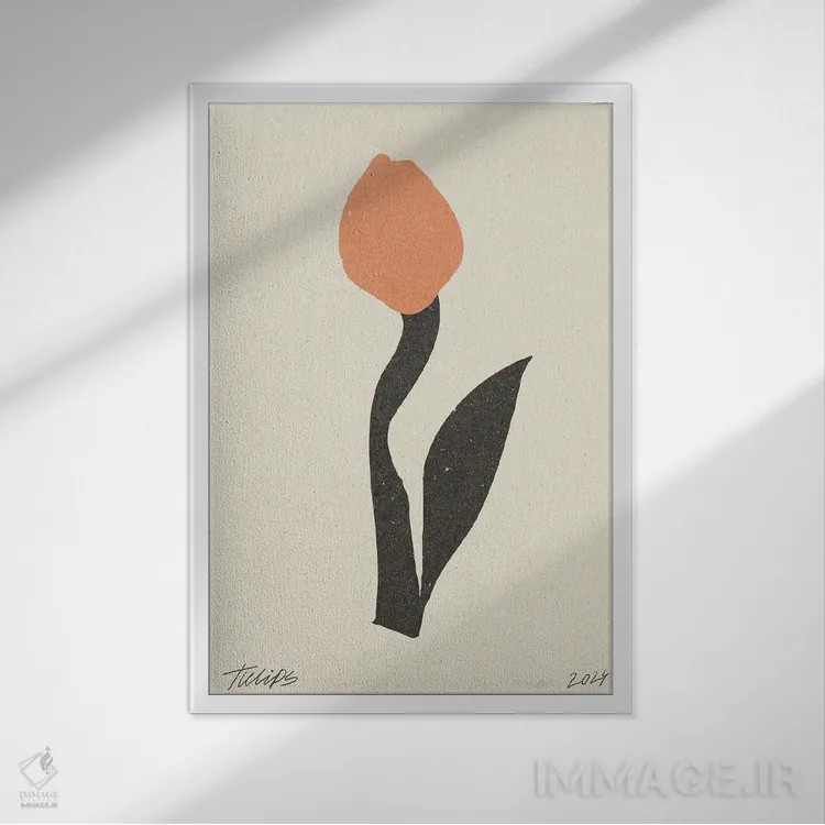 تابلو مینیمال گل مدرن I اثر ان کی تی ان - نمای قابدار سفید