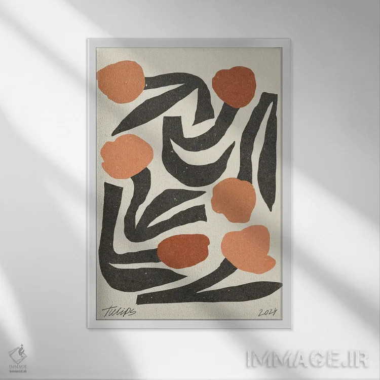 تابلو مینیمال گل مدرن III اثر ان کی تی ان - نمای قابدار سفید