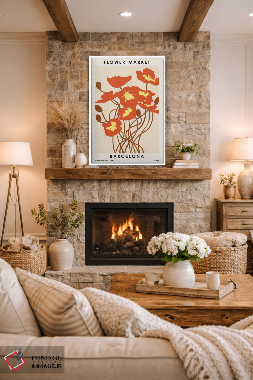 تابلو مینیمال بازار گل بارسلونا اثر ان کی تی ان - D1W