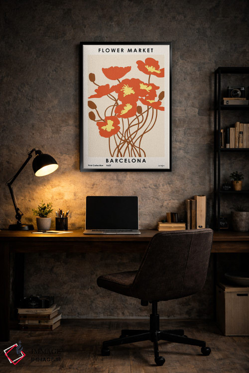 تابلو مینیمال بازار گل بارسلونا اثر ان کی تی ان - D6B