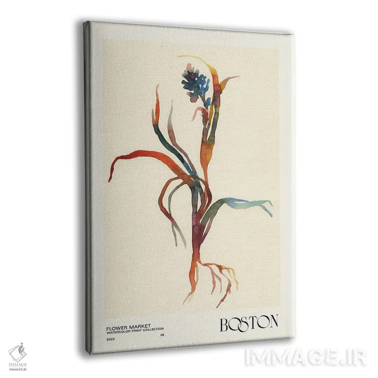 تابلو مینیمال مجموعه چاپ آبرنگ. بازار گل اثر ان کی تی ان - نمای پرسپکتیو محصول