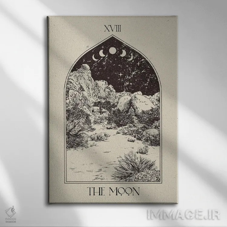 تابلو مینیمال ماه اثر ان کی تی ان - نمای روبهرو روی دیوار
