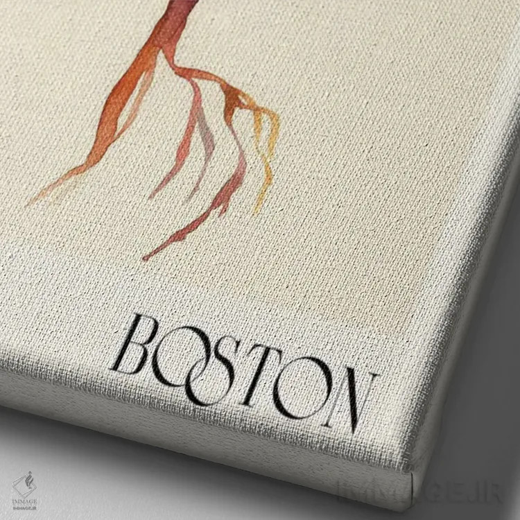 تابلو مینیمال مجموعه چاپ آبرنگ. بازار گل اثر ان کی تی ان - نمای نزدیک بافت بوم