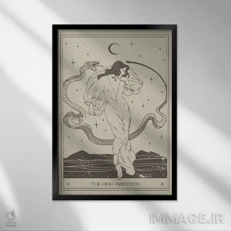 تابلو مینیمال کاهنه اعظم اثر ان کی تی ان - نمای قابدار مشکی