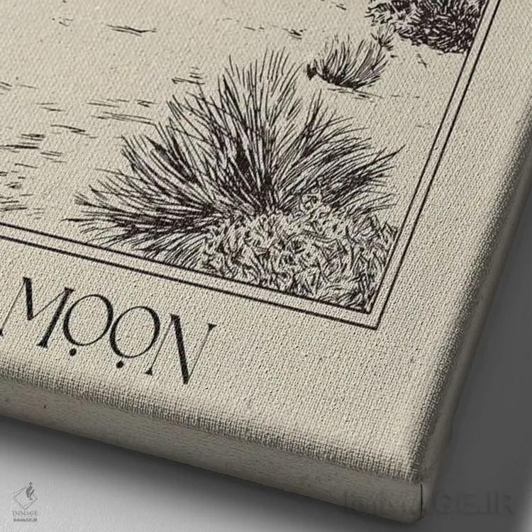 تابلو مینیمال ماه اثر ان کی تی ان - نمای نزدیک بافت بوم