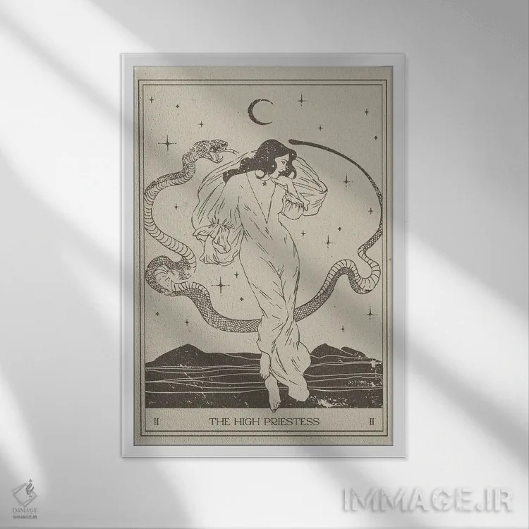 تابلو مینیمال کاهنه اعظم اثر ان کی تی ان - نمای قابدار سفید