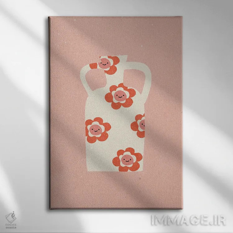 تابلو مینیمال گلدان II اثر ان کی تی ان - نمای روبهرو روی دیوار