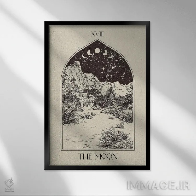 تابلو مینیمال ماه اثر ان کی تی ان - نمای قابدار مشکی