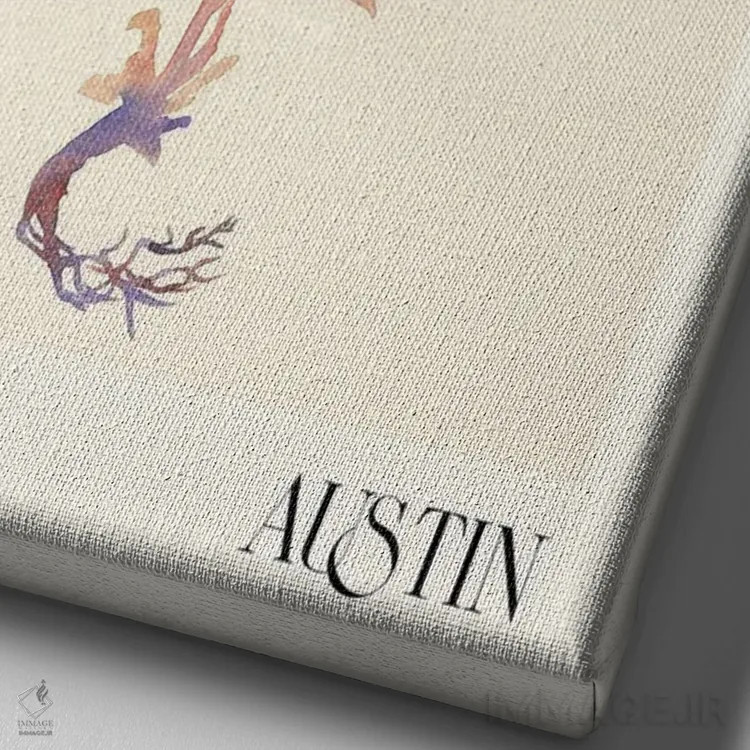 تابلو مینیمال مجموعه چاپ آبرنگ. بازار گل اثر ان کی تی ان - نمای نزدیک بافت بوم