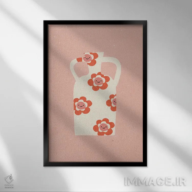 تابلو مینیمال گلدان II اثر ان کی تی ان - نمای قابدار مشکی