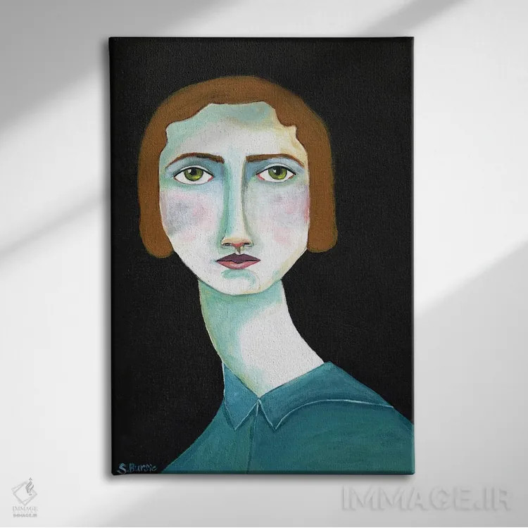 تابلو دکوراتیو نگاه بانوی کلاسیک اثر شارین بورسیک - نمای روبهرو روی دیوار