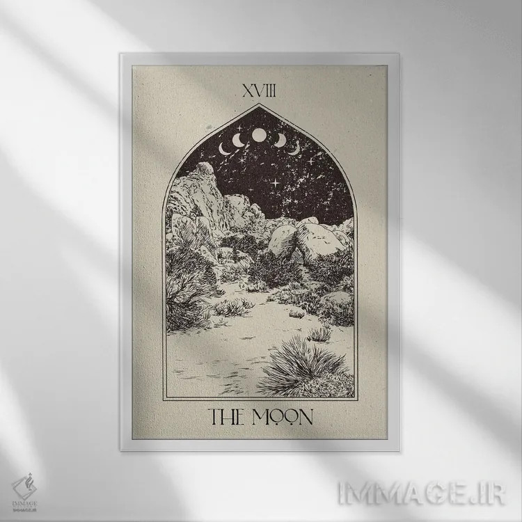 تابلو مینیمال ماه اثر ان کی تی ان - نمای قابدار سفید