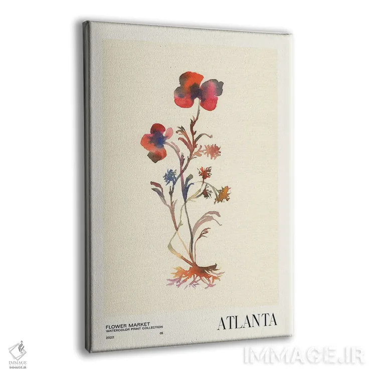 تابلو مینیمال مجموعه چاپ آبرنگ. بازار گل اثر ان کی تی ان - نمای پرسپکتیو محصول