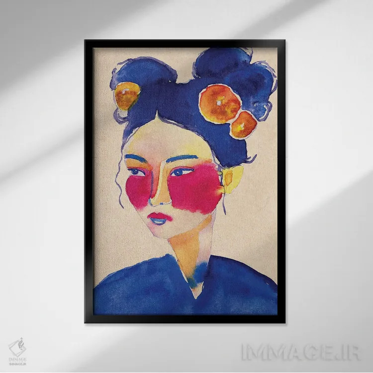 تابلو مدرن دختر آسیایی اثر رایسا اولتمانز - نمای قابدار مشکی