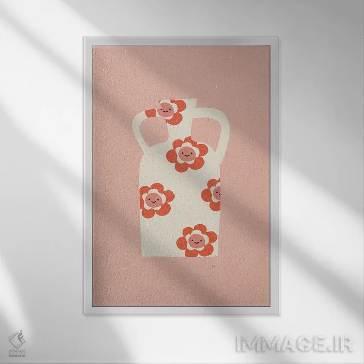 تابلو مینیمال گلدان II اثر ان کی تی ان - نمای قابدار سفید