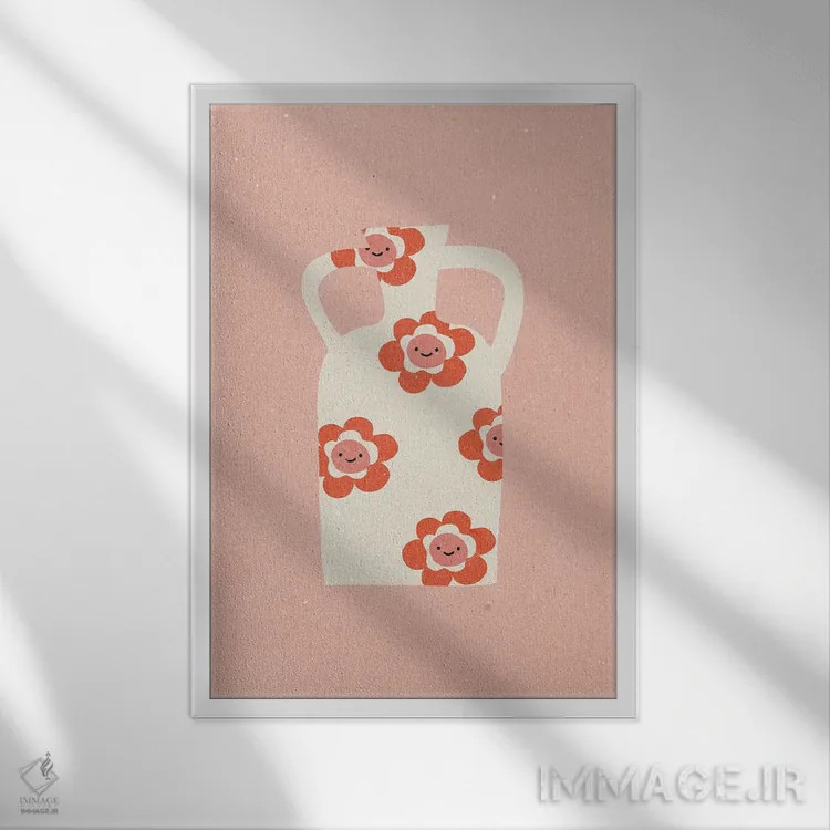 تابلو مینیمال گلدان II اثر ان کی تی ان - نمای قابدار سفید