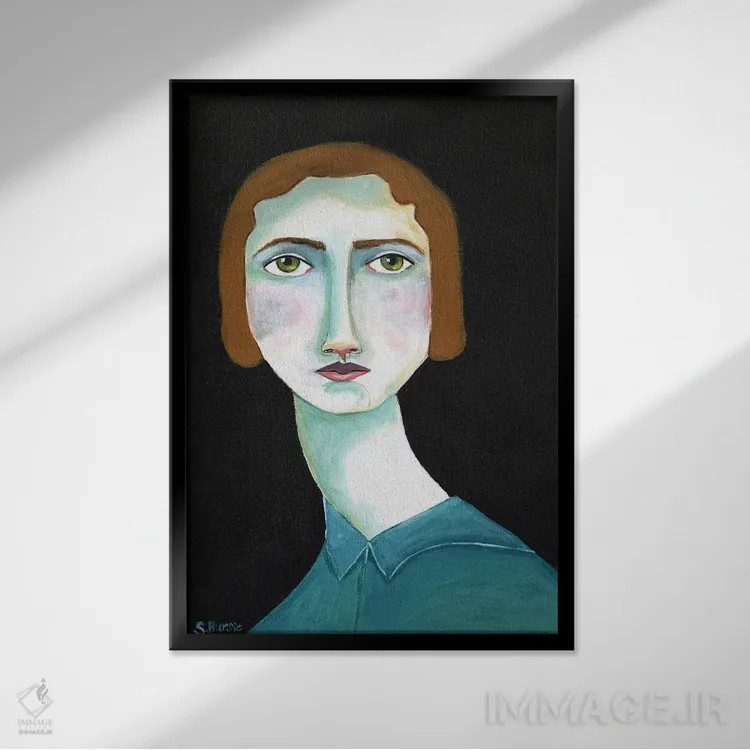 تابلو دکوراتیو نگاه بانوی کلاسیک اثر شارین بورسیک - نمای قابدار مشکی