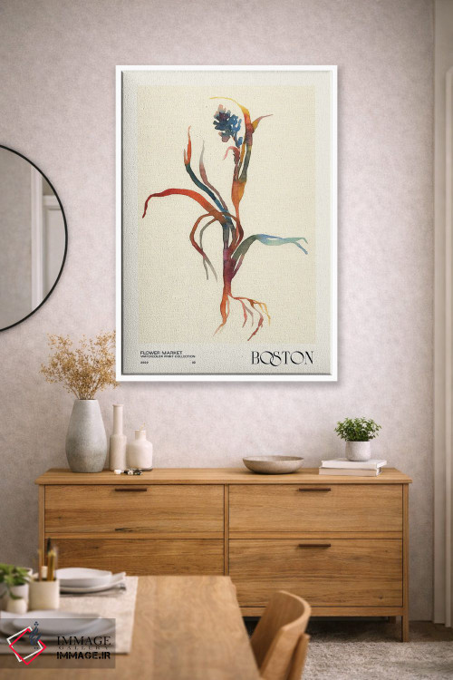 تابلو مینیمال مجموعه چاپ آبرنگ. بازار گل اثر ان کی تی ان - D1W