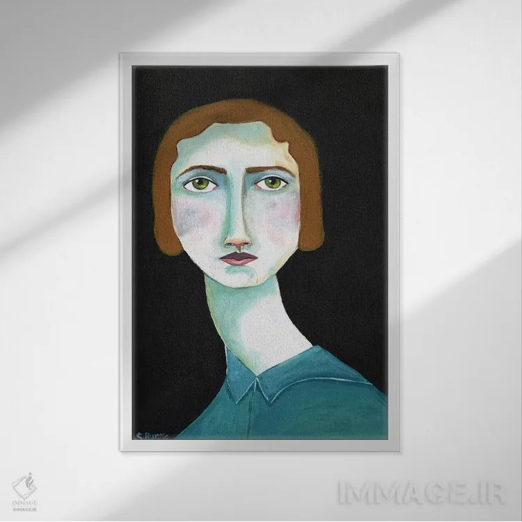 تابلو دکوراتیو نگاه بانوی کلاسیک اثر شارین بورسیک - نمای قابدار سفید