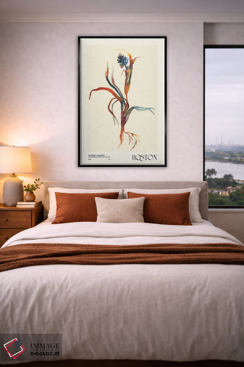 تابلو مینیمال مجموعه چاپ آبرنگ. بازار گل اثر ان کی تی ان - D4B