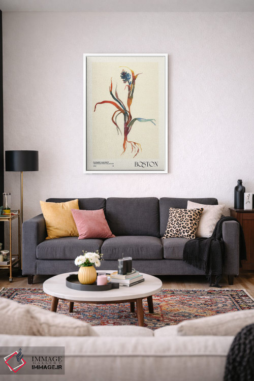 تابلو مینیمال مجموعه چاپ آبرنگ. بازار گل اثر ان کی تی ان - D3W