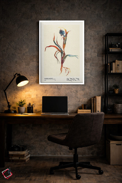 تابلو مینیمال مجموعه چاپ آبرنگ. بازار گل اثر ان کی تی ان - D6W