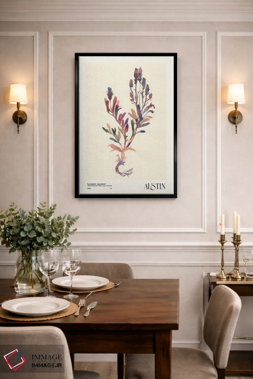 تابلو مینیمال مجموعه چاپ آبرنگ. بازار گل اثر ان کی تی ان - D2B