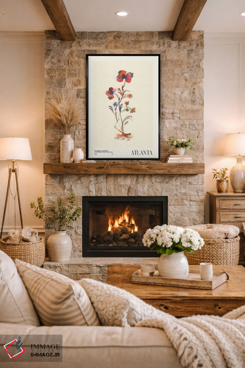 تابلو مینیمال مجموعه چاپ آبرنگ. بازار گل اثر ان کی تی ان - D2B