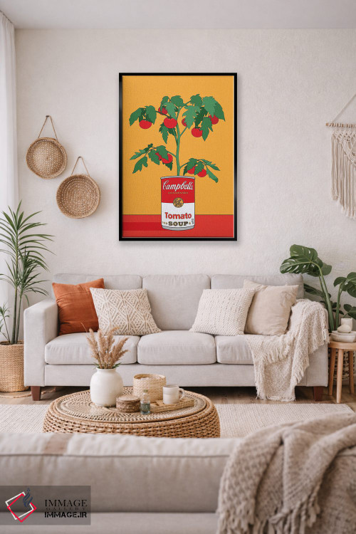تابلو مدرن تصویرسازی رترو گیاه گوجه فرنگی سوپ کمپبل اثر رتردروم - D5B