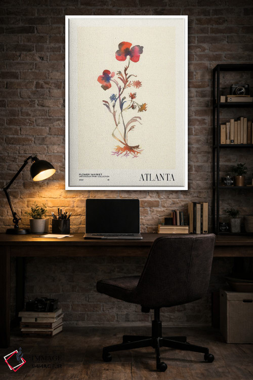 تابلو مینیمال مجموعه چاپ آبرنگ. بازار گل اثر ان کی تی ان - D3W