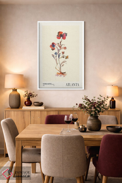 تابلو مینیمال مجموعه چاپ آبرنگ. بازار گل اثر ان کی تی ان - D5W